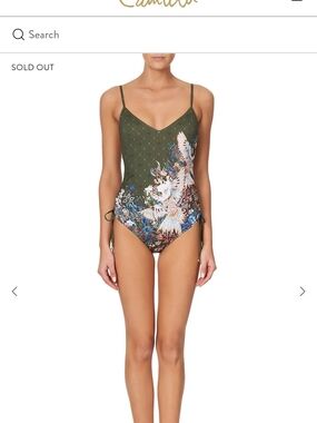 Camilla Olive Green One-Piece Swimsuit with Bird & Floral Print